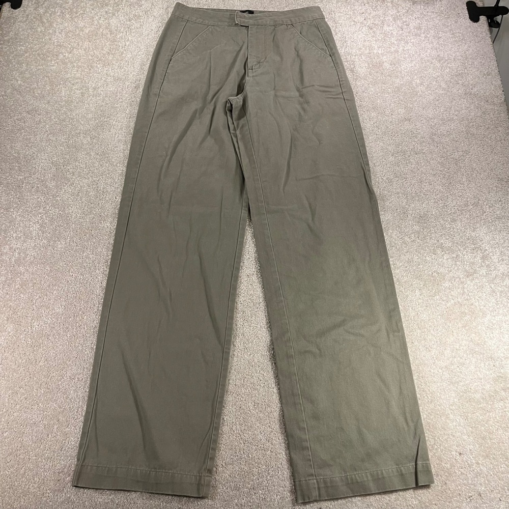 Lee Khakis Wide Leg Trousers Womens 6L Olive Green Cotton Utility Relaxed Pants